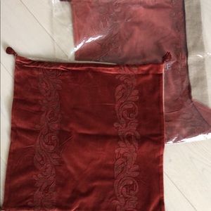 Set of 2 Red Velvet Frontgate Pillow Covers